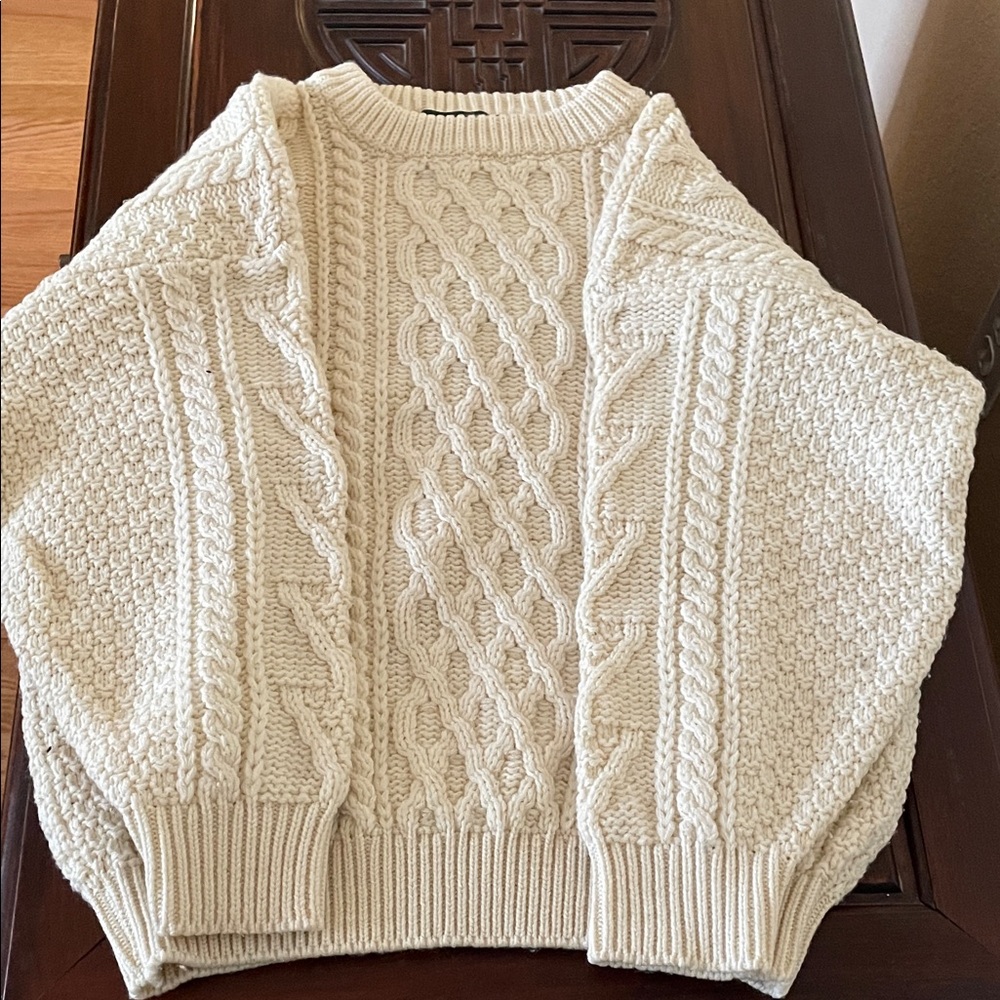 Elegant Cream Cable Knit Sweater
